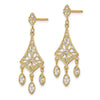 14K and White Rhodium Filigree Diamond-cut Chandelier Dangle Post Earrings