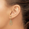 14K and White Rhodium Filigree Diamond-cut Chandelier Dangle Post Earrings