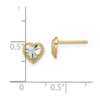 14k and White Rhodium Diamond-cut Heart Post Earrings