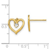 14k and White Rhodium Diamond-cut Heart Post Earrings