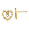 14k and White Rhodium Diamond-cut Heart Post Earrings