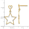 14k and White Rhodium Diamond-Cut Heart and Star Dangle Post Earrings