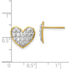 14k and White Rhodium Diamond-cut Circles in Heart Post Earrings