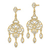 14K and White Rhodium Diamond-cut Chandelier-Style Dangle Post Earrings