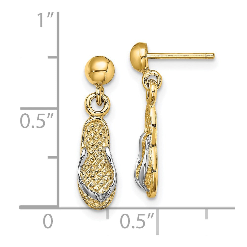 14K and White Rhodium Flip-Flop Dangle Post Earrings