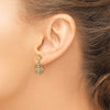 14K and White Rhodium Beaded Heart Petal Floral Dangle Post Earrings