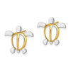 14K and White Rhodium Sea Turtle Post Earrings