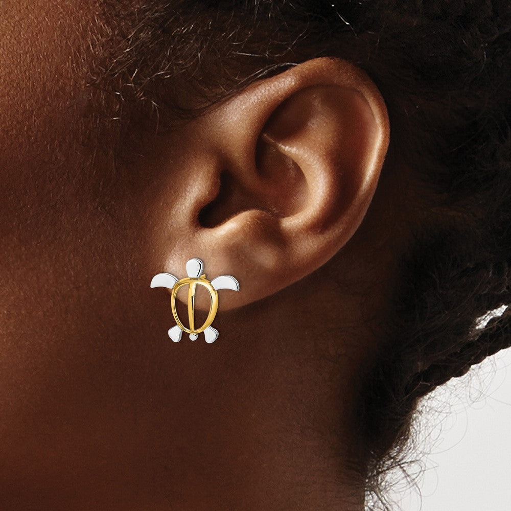 Gold Turtle Post Earrings