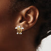 14K and White Rhodium Sea Turtle Post Earrings