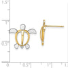 14K and White Rhodium Sea Turtle Post Earrings