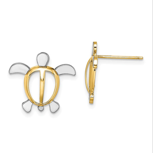Gold Turtle Post Earrings