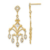 14K and White Rhodium Diamond-cut Chandelier-Style Dangle Post Earrings