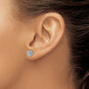14k White Gold Polished Diamond-cut Heart Post Earrings