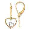 14k and White Rhodium Heart in Heart Leverback Dangle Earrings
