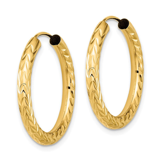 3.0mm Diamond-cut Endless Gold Hoop Earrings