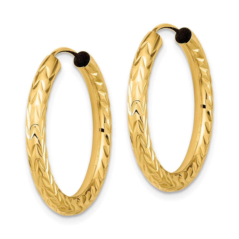 3.0mm Diamond-cut Endless Gold Hoop Earrings