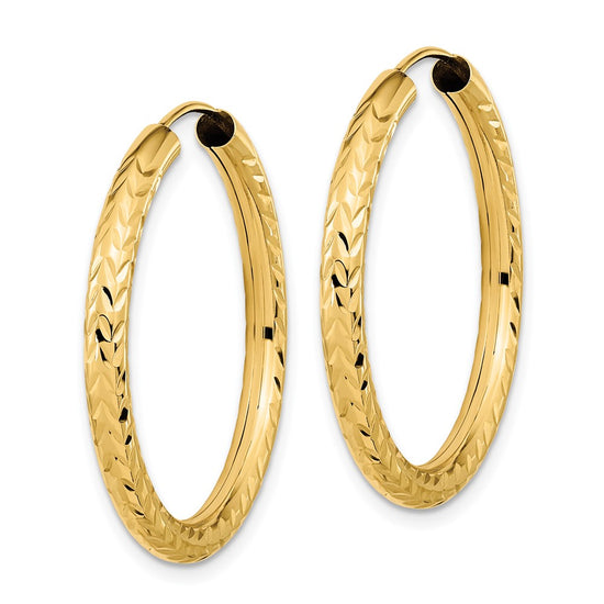 3.0mm Diamond-cut Endless Gold Hoop Earrings