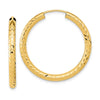 3.0mm Diamond-cut Endless Gold Hoop Earrings