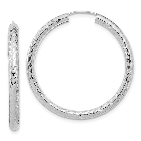 3.0mm Diamond-cut Endless Gold Hoop Earrings