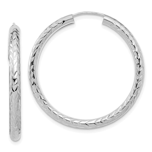 3.0mm Diamond-cut Endless Gold Hoop Earrings