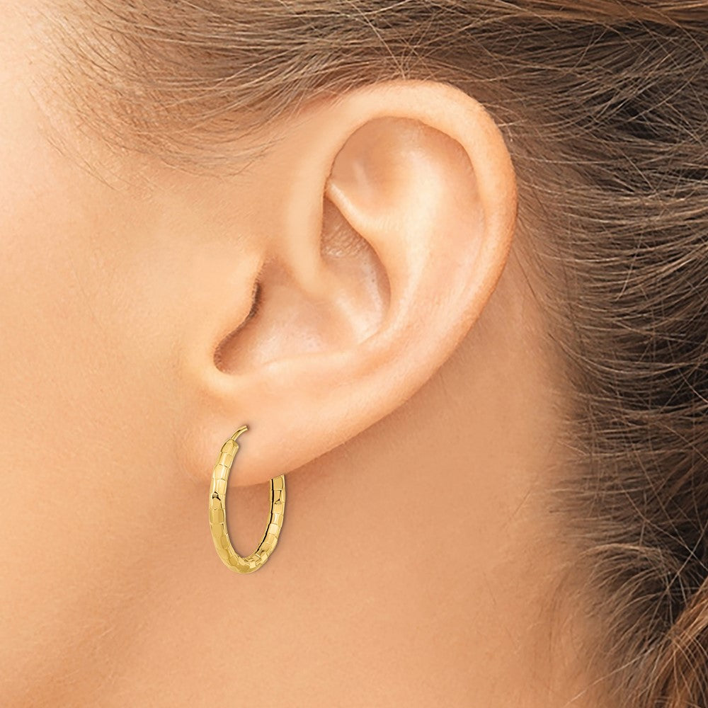 2.5mm Diamond-cut Endless Gold Hoop Earrings
