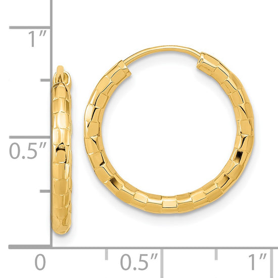 2.5mm Diamond-cut Endless Gold Hoop Earrings