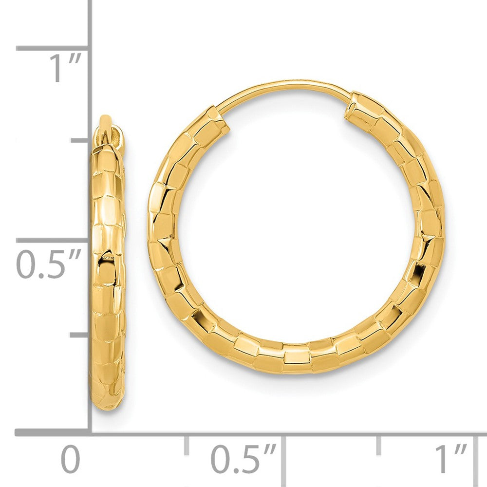 2.5mm Diamond-cut Endless Gold Hoop Earrings