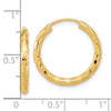 14k 2.5x20mm Polished Faceted Tube Hoop Earrings