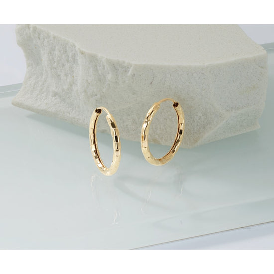 14k 2.5x20mm Polished Faceted Tube Hoop Earrings
