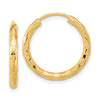 14k 2.5x20mm Polished Faceted Tube Hoop Earrings