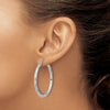 14k White Gold Polished Satin and Diamond-cut Hoop Earrings