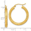14k Polished Satin and Diamond-cut Hoop Earringss