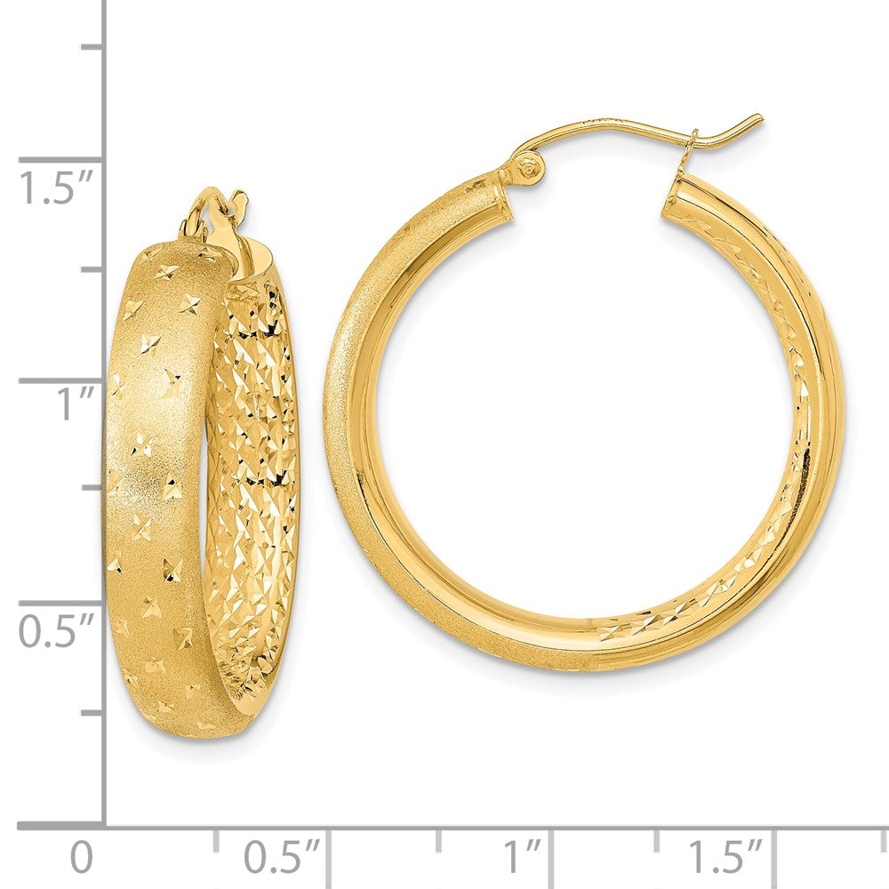 Gold Satin and D/C Round Hoop Earrings