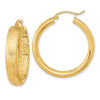 Gold Satin and D/C Round Hoop Earrings