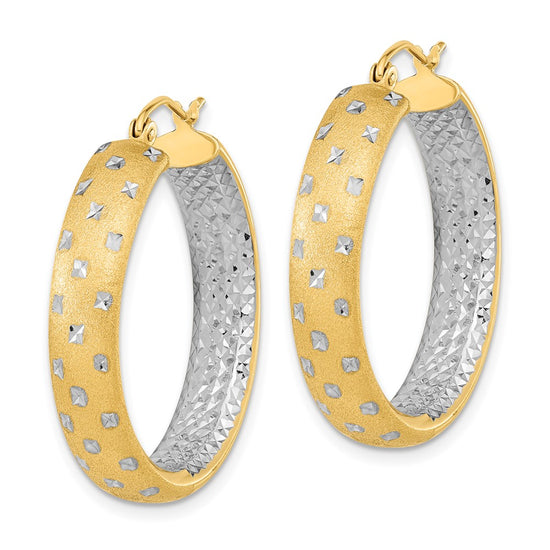Gold Satin and D/C Round Hoop Earrings