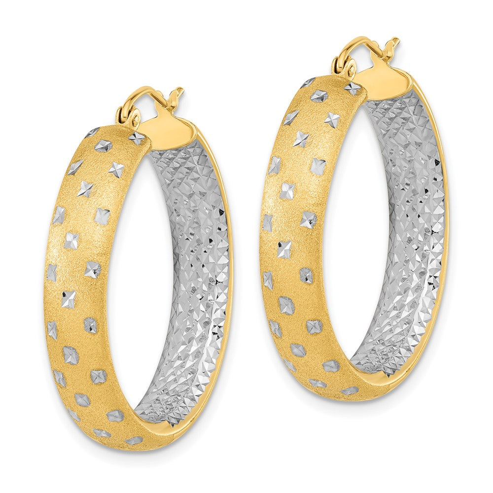 Gold Satin and D/C Round Hoop Earrings