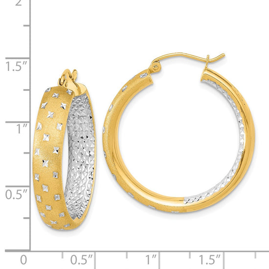 Gold Satin and D/C Round Hoop Earrings