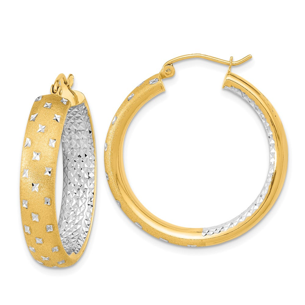 Gold Satin and D/C Round Hoop Earrings