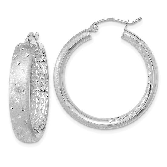 Gold Satin and D/C Round Hoop Earrings