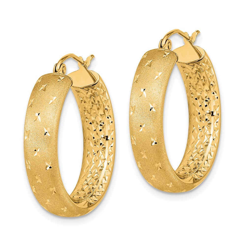 Gold Satin and D/C Round Hoop Earrings