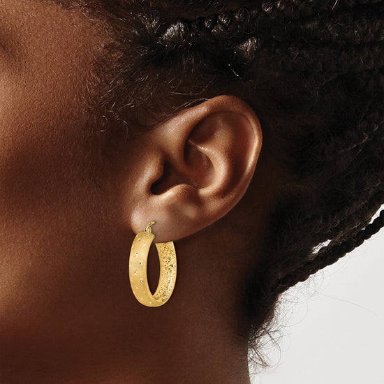 Gold Satin and D/C Round Hoop Earrings