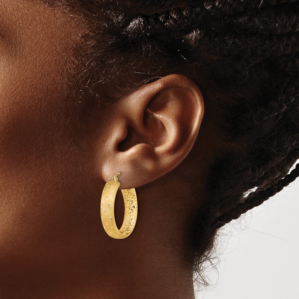 Gold Satin and D/C Round Hoop Earrings