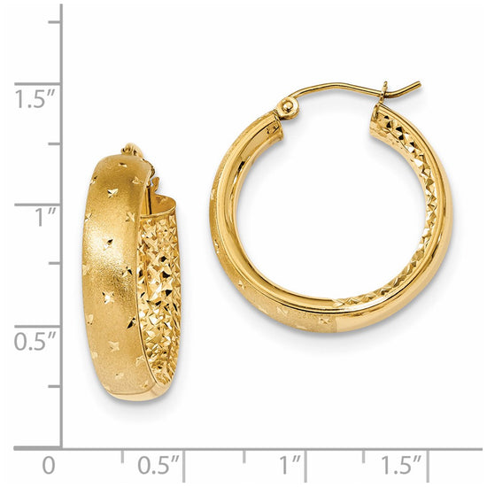 Gold Satin and D/C Round Hoop Earrings