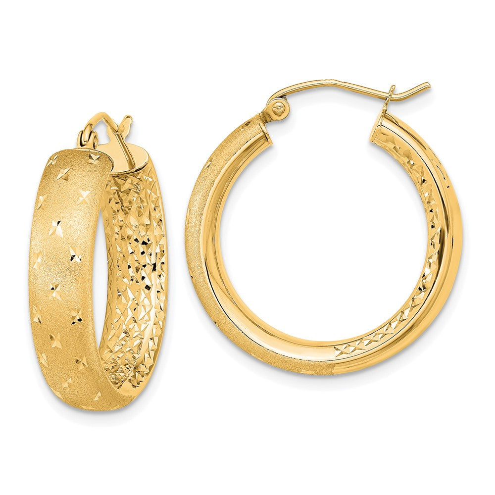 Gold Satin and D/C Round Hoop Earrings