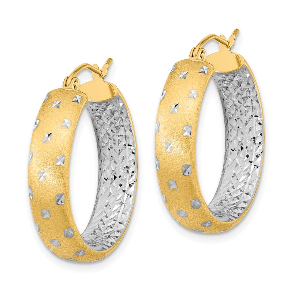 Gold Satin and D/C Round Hoop Earrings