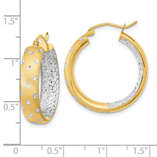 Gold Satin and D/C Round Hoop Earrings