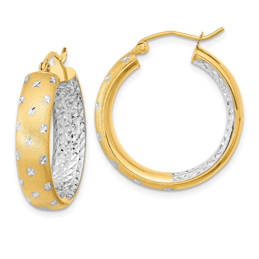 Gold Satin and D/C Round Hoop Earrings