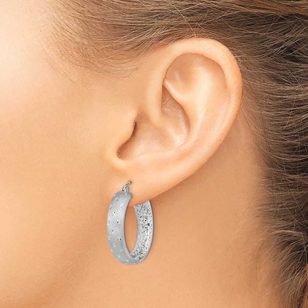 Gold Satin and D/C Round Hoop Earrings