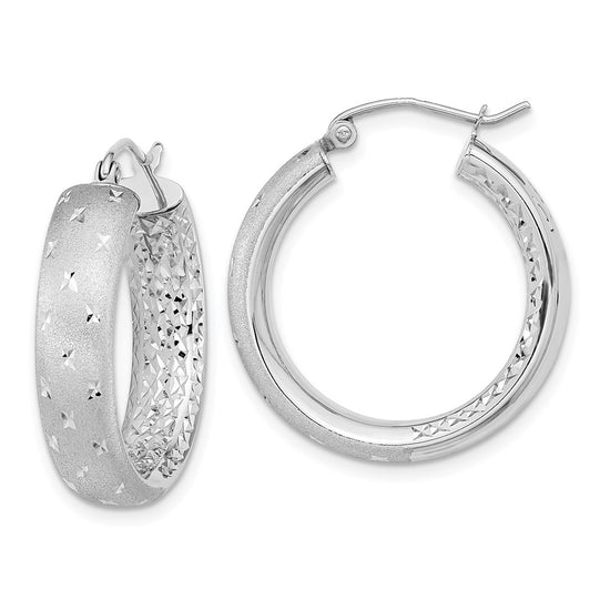 Gold Satin and D/C Round Hoop Earrings