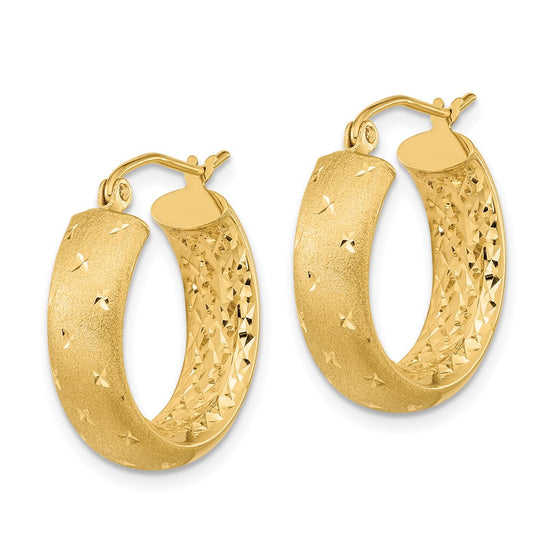 Gold Satin and D/C Round Hoop Earrings